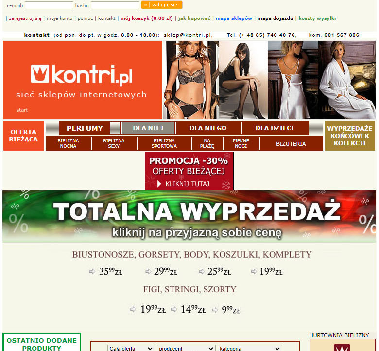 Strona Kontri.pl z 2009 roku