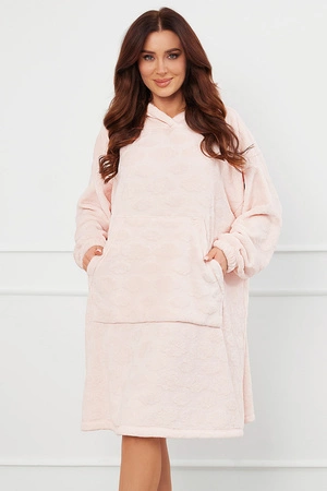 Szlafrok Italian Fashion Runa dł.r. druk/róż