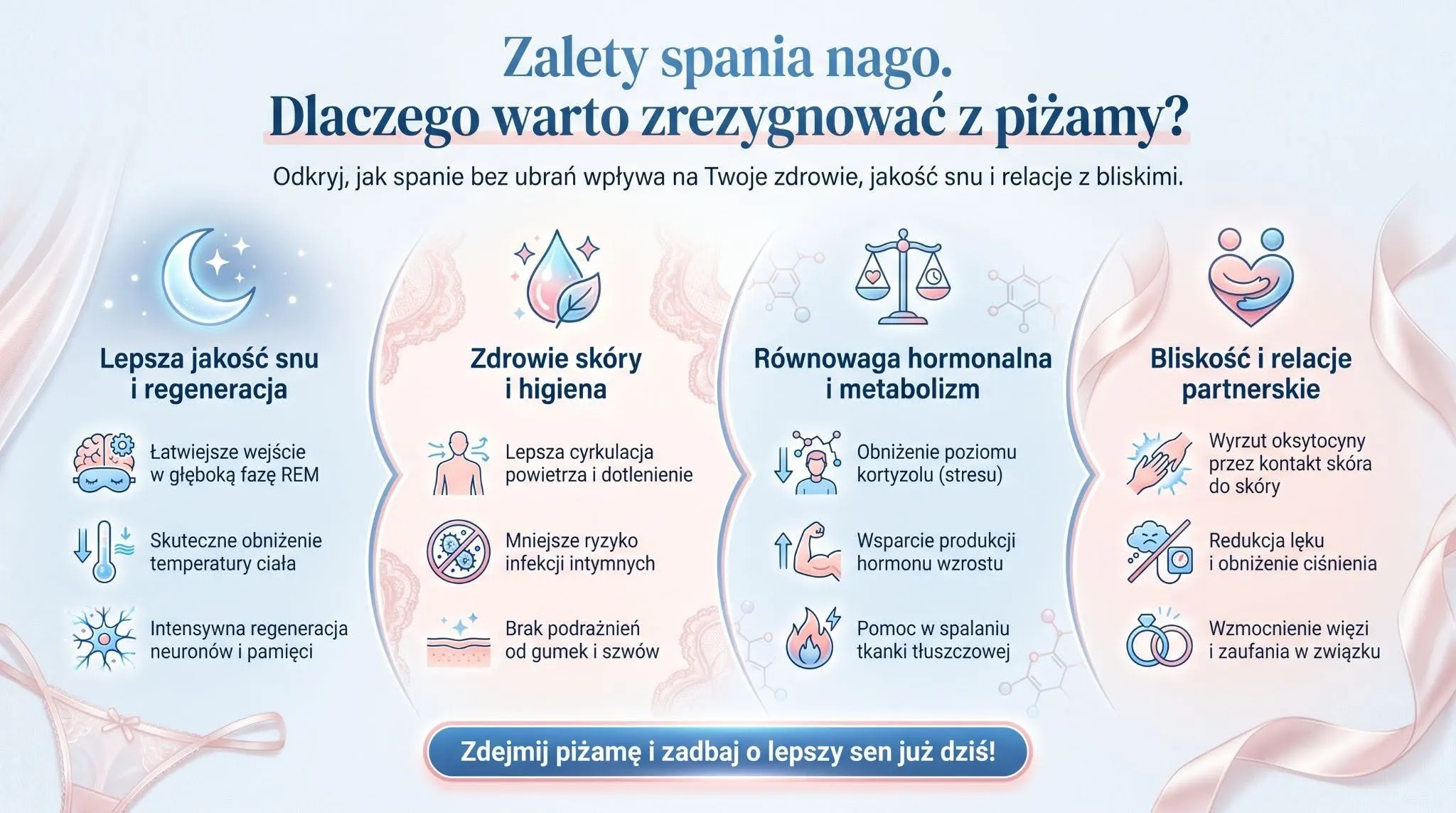 Zalety spania nago. Dlaczego warto zrezygnować z piżamy?