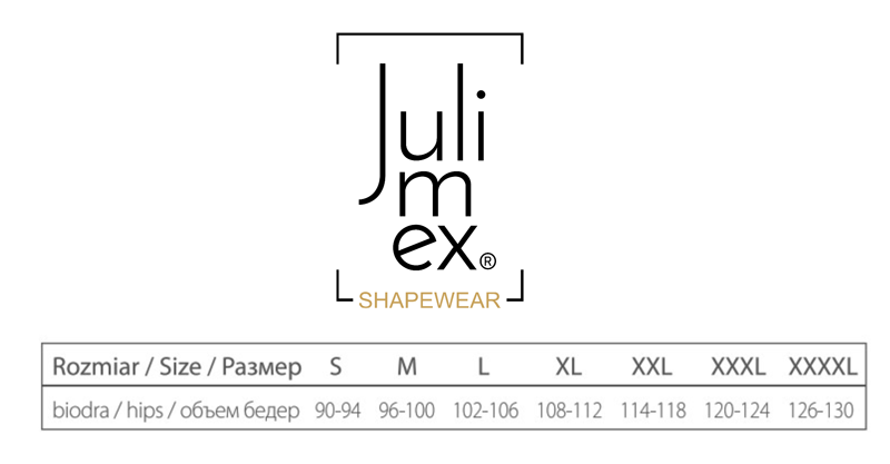 Tabela rozmiarów Julimex Shapewear bielizna damska