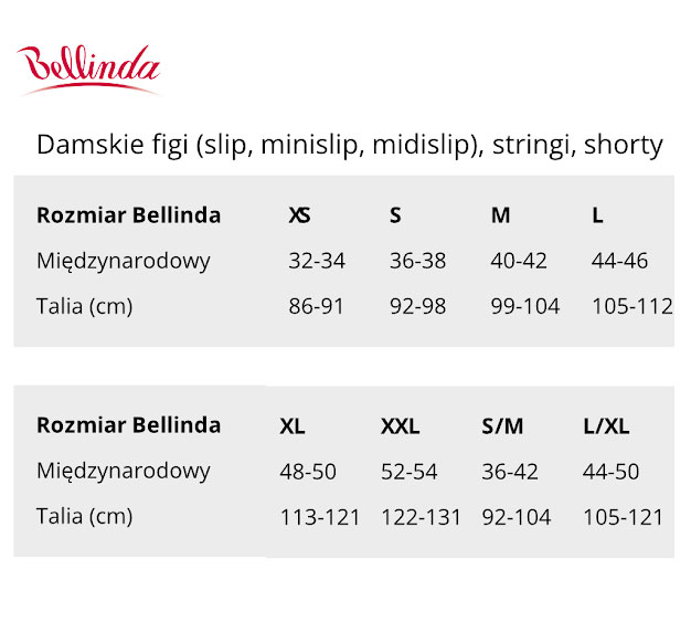 Bellinda - Tabela rozmiarów