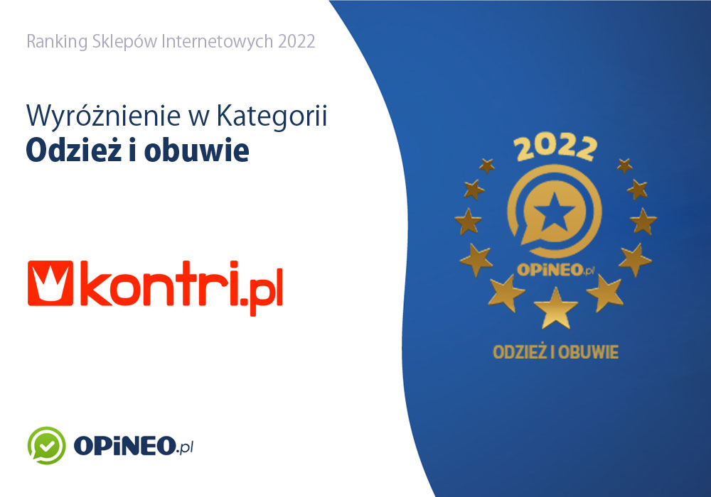 Kontri.pl w Rankingu Sklepów Internetowych Opineo 2022