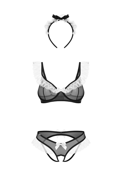 Obsessive Naughty Maid sexy kostium z falbankami, black