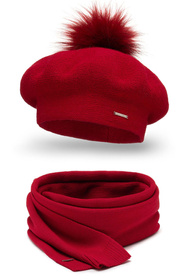 Vivisence 7035Kmpl Komplet beret+szalik, czerwony