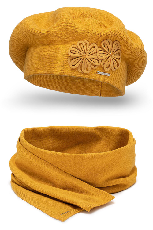 Vivisence 7007Kmpl Komplet beret+szalik, miodowy