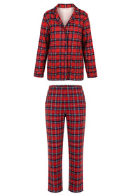 Vivisence 2067 piżama koszulowa w kratę czerwony-krata