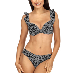 Lorin L2439/2 bikini usztywniane z falbanką panterka czarno-biały