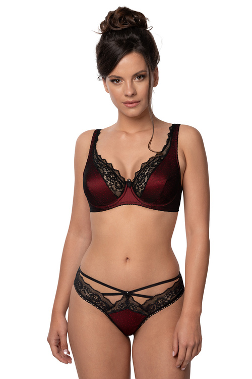 Róża Elisif biustonosz miękki na fiszbinach czarno-bordowy