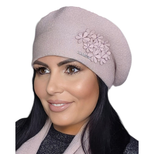 Kamea Feba Nakrycie głowy beret, pudrowy róż