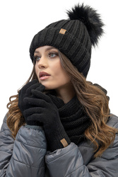 Komplet czapka+komin+rękawiczki Vivisence 70100 Kmpl+R czarny