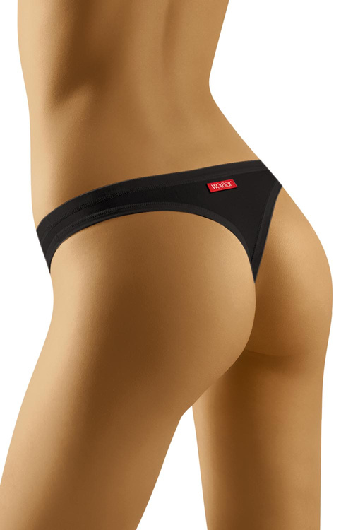 Wol-Bar Soft Simple 3-pak Majtki stringi, czarny