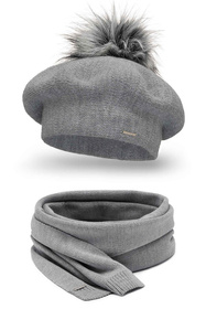 Vivisence 7035Kmpl Komplet beret+szalik, jasnoszary