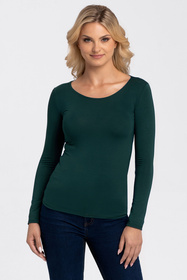 Babell Manati bluzka wiskozowa z długim rękawem butelkowa zieleń