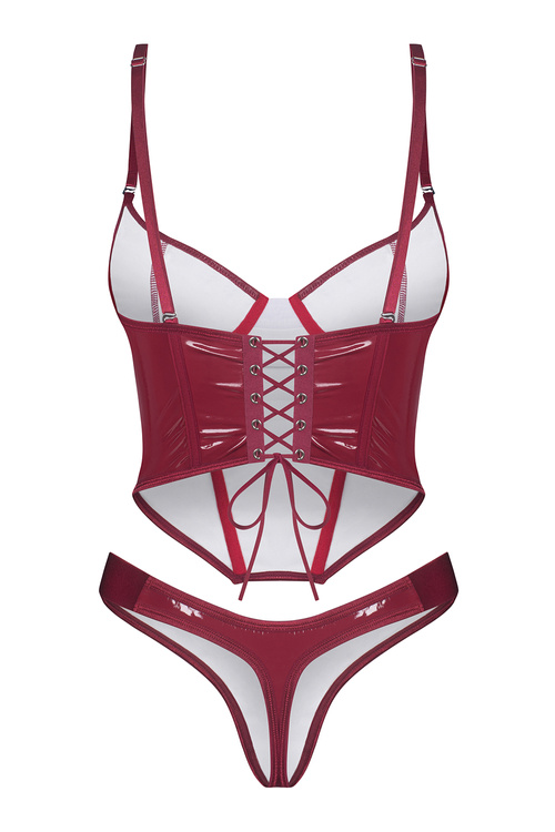 Obsessive Redya corset & thong gorset z połyskiem red