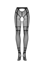 Wyrób pończoszniczy rajstopy Obsessive Crotchless Tights S123 czarny