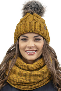 Vivisence 7014Kmpl Komplet czapka+komin, ciemny żółty