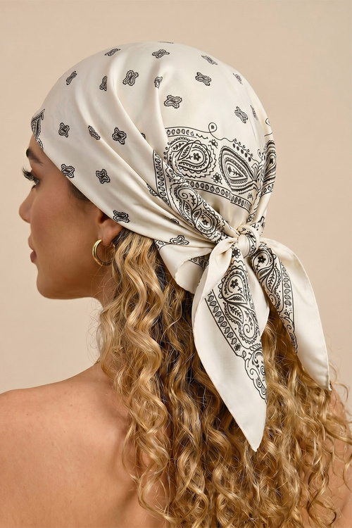 Vivisence S65-017 apaszka jedwabna paisley beżowy/czarny