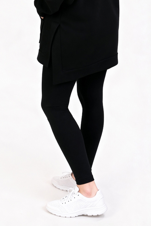 Vivisence 9106 legginsy prążkowane z bawełny czarny