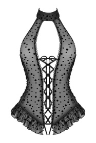 Beauty Night Carlotta teddy body z koronką, otwarty krok black