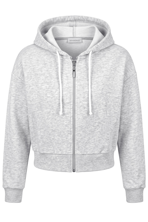 Vivisence 9009 bluza rozpinana z kapturem krótki fason szary melanż