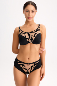 Bella Misteria brazyliany Clean Cut wysoka talia czarno-beżowy