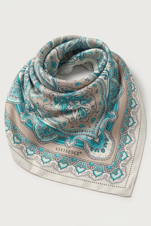 Vivisence S90-001 apaszka jedwabna paisley turkusowy/beżowy
