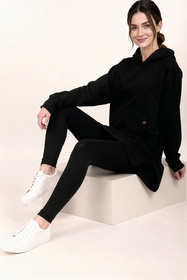 Vivisence 9006 bluza z kapturem, miękka bawełna czarny