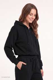 Vivisence 9009 bluza rozpinana z kapturem krótki fason czarny