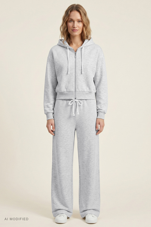 Vivisence 9009 bluza rozpinana z kapturem krótki fason szary melanż