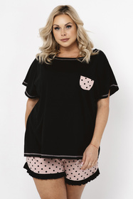 Nocna piżama Italian Fashion Buscato kr.r. kr.sp. czarny/druk