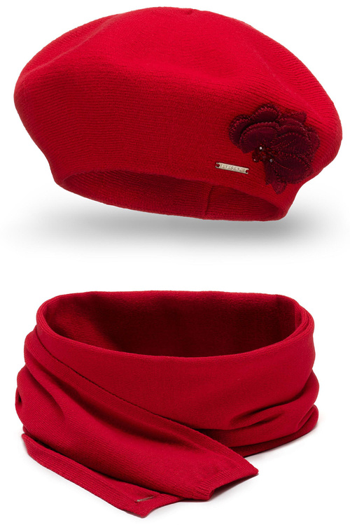 Vivisence 7036Kmpl Komplet beret+szalik, czerwony