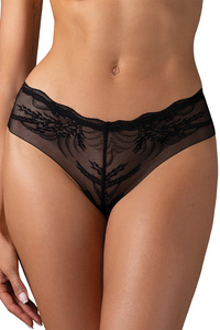 Obsessive Perisia panties figi koronkowe z motywem roślinnym black