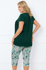 Piżama Italian Fashion Florisa kr.r. sp.3/4 c.zielony/druk