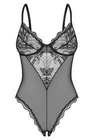 Obsessive Perisia crotchless teddy body z fiszbinami black