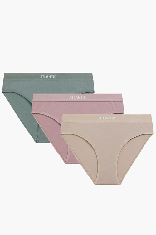 Figi Atlantic 3CLP-012 3-pack beż/różowy/zielony