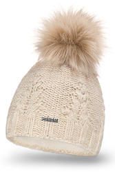 Pamami 17549 czapka dzianinowa z pomponem beżowy