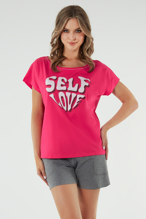 Piżama Italian Fashion Selfie kr.r. kr.sp. amarant/melanż 