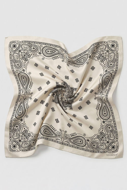 Vivisence S65-017 apaszka jedwabna paisley beżowy/czarny