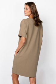 Sukienka klasyczna Italian Fashion Karina tunika kr.r. camel