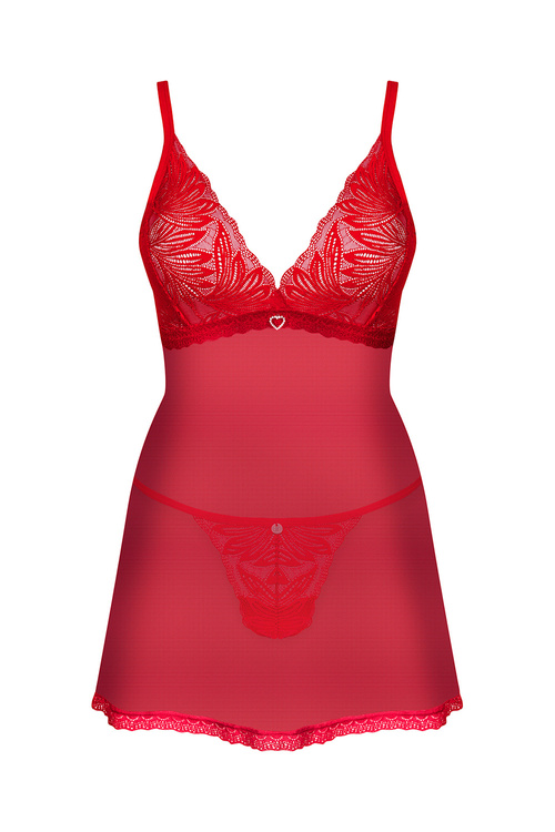 Nocna komplet koszulka + stringi Obsessive Chilisa babydoll czerwony Nocna komplet koszulka + stringi