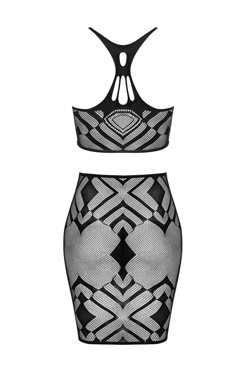 Nocna komplet top + spódnica Obsessive K101 top & skirt czarny