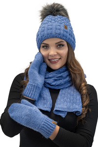 Komplet czapka+szalik+rękawiczki Vivisence 7015 Kmpl+R jeans