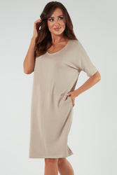 Sukienka Italian Fashion Soler tunika kr.r. beż