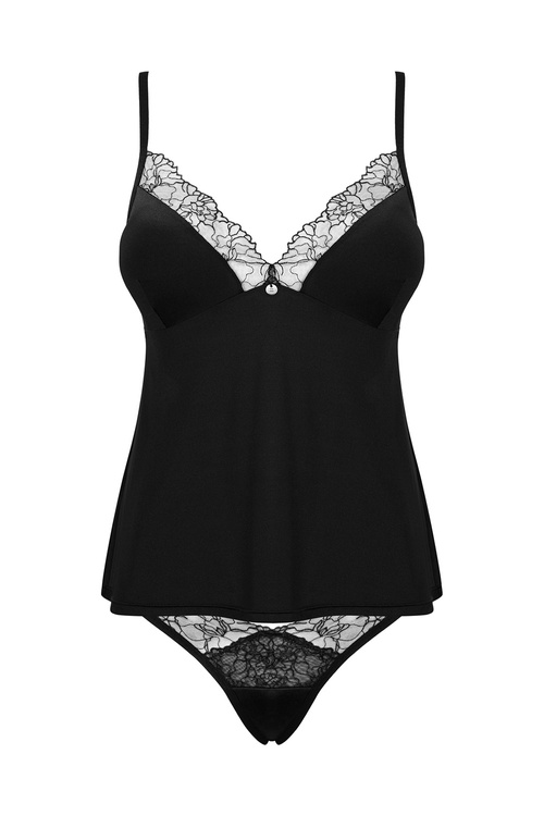 Nocna komplet top + figi Obsessive Bella Rou 2-pcs set czarny