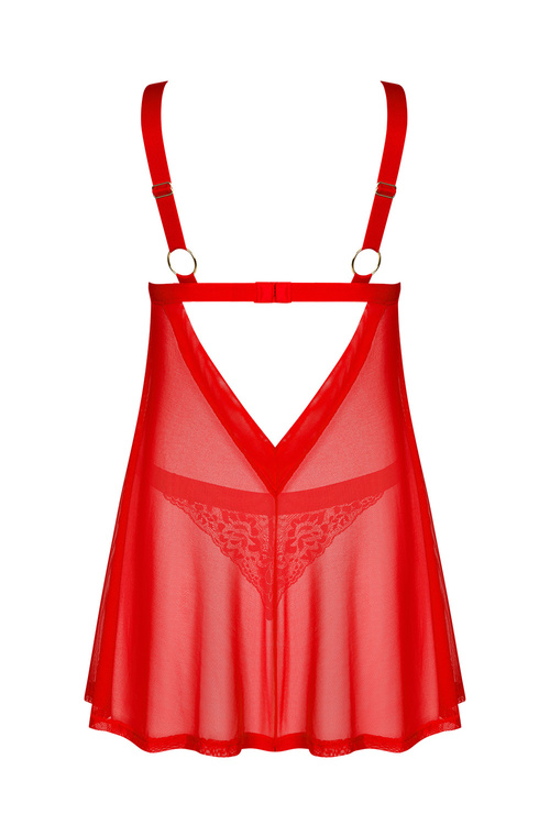 Komplet koszulka + stringi Obsessive Elianes babydoll czerwony