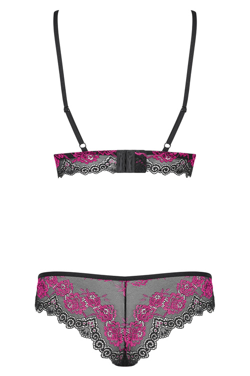 Obsessive Tulia set Nocna komplet biustonosz + stringi, czarny