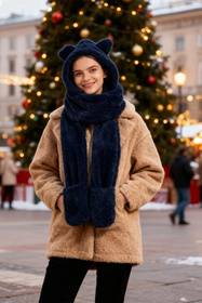 Nakrycie głowy kaptur Vivisence 70107 granatowy