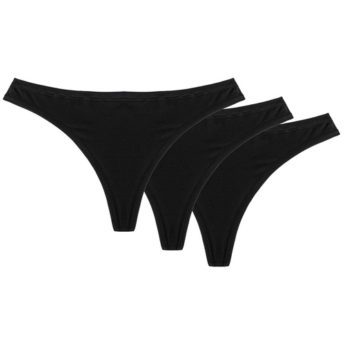 Wol-Bar Soft Simple 3-pak Majtki stringi, czarny