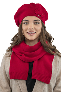 Vivisence 7006Kmpl Komplet beret+szalik, czerwony