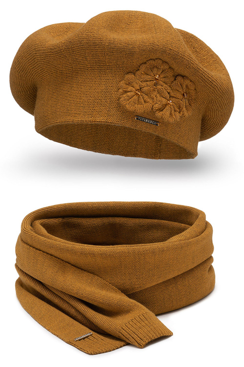 Vivisence 7006Kmpl Komplet beret+szalik, miodowy